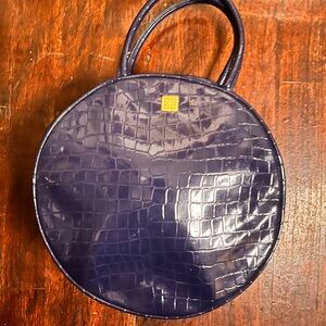 Givenchy Navy Blue Crocodile-Embossed Cosmetic Bag